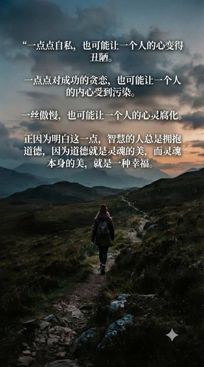 一位独自走在夕阳下山间小路上的人，象征着接受悲伤以及寻找内心平静的旅程。