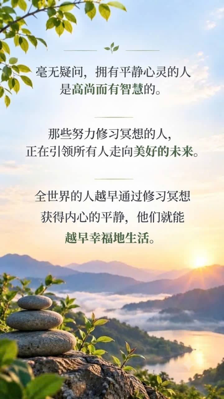 人们通过禅修培养平静的心灵并走向幸福的未来