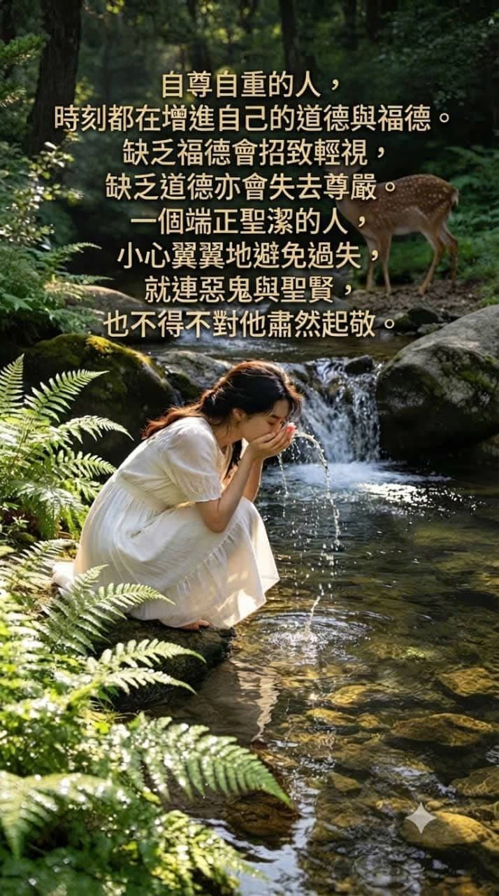 一位正直善良的人通过修养道德与福德获得尊重