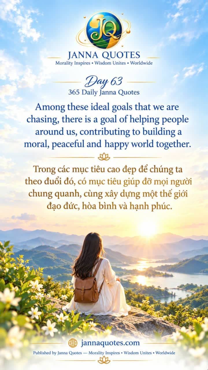 An inspirational quote graphic with a woman overlooking a mountain and lake view at sunset, overlaid with a motivational message in Chinese.