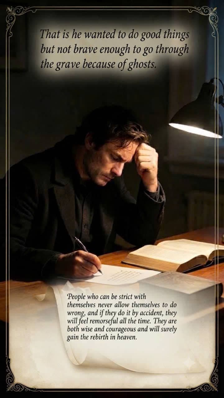 A courageous person overcoming fear of ghosts while choosing to do good deeds