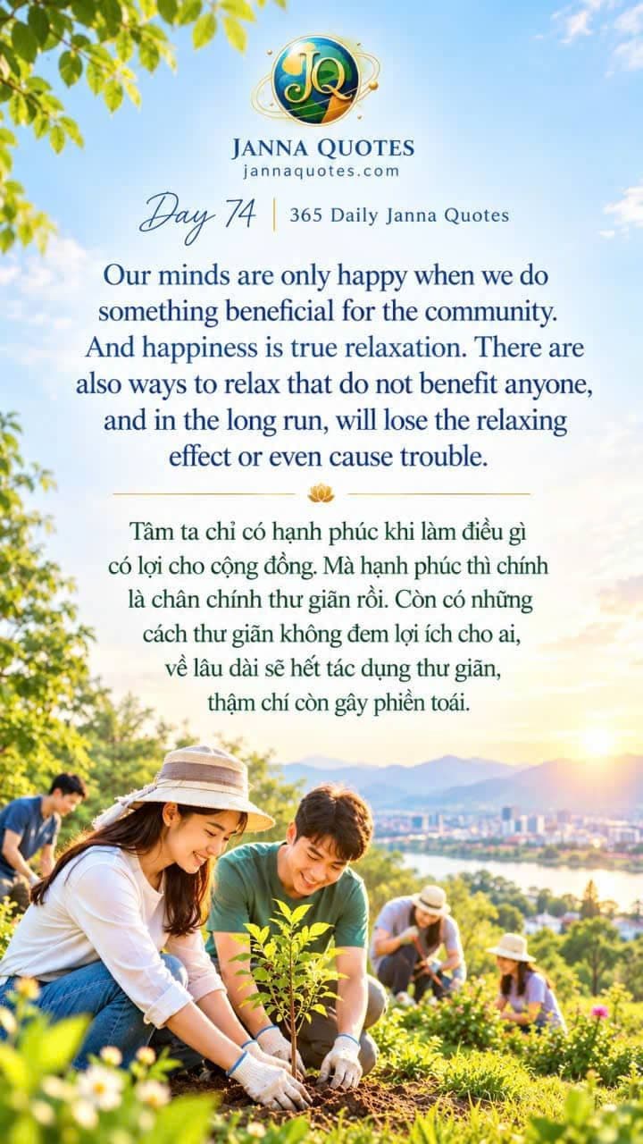 Người hạnh phúc giúp đỡ cộng đồng và cảm nhận sự thư giãn đích thực từ những việc có ích