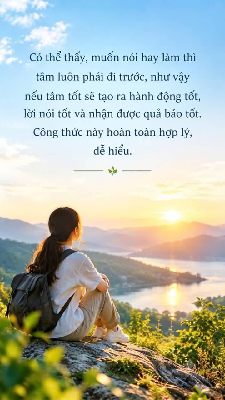 Một người có tâm thiện lành tạo ra lời nói tốt đẹp, hành động tích cực và quả nghiệp thiện.
