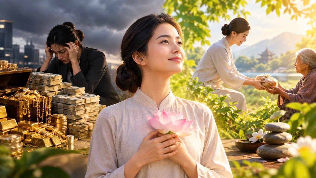 一个放下贪婪和物质执着,通过慷慨、分享与禅修寻找内心安宁的人