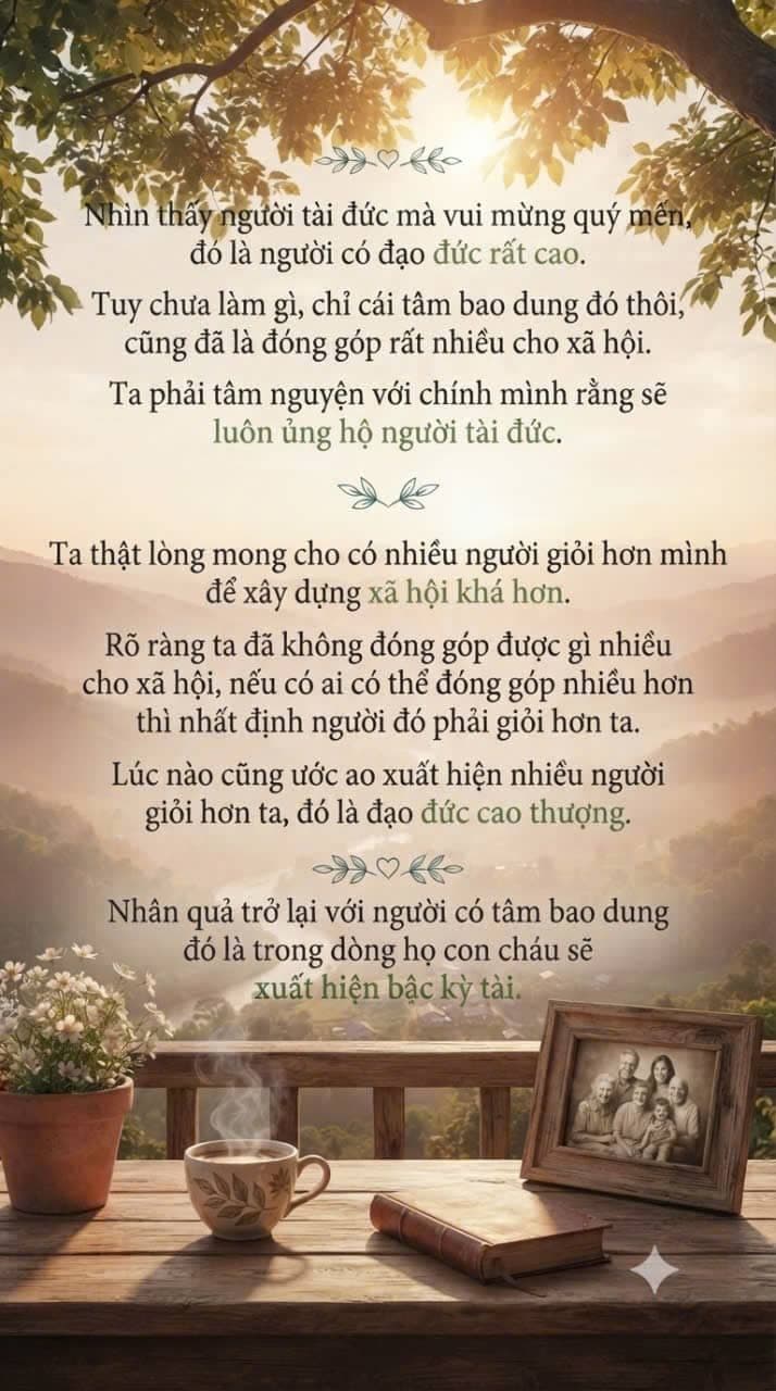 Ủng hộ người tốt và người tài bằng tấm lòng rộng lượng và đạo đức cao quý