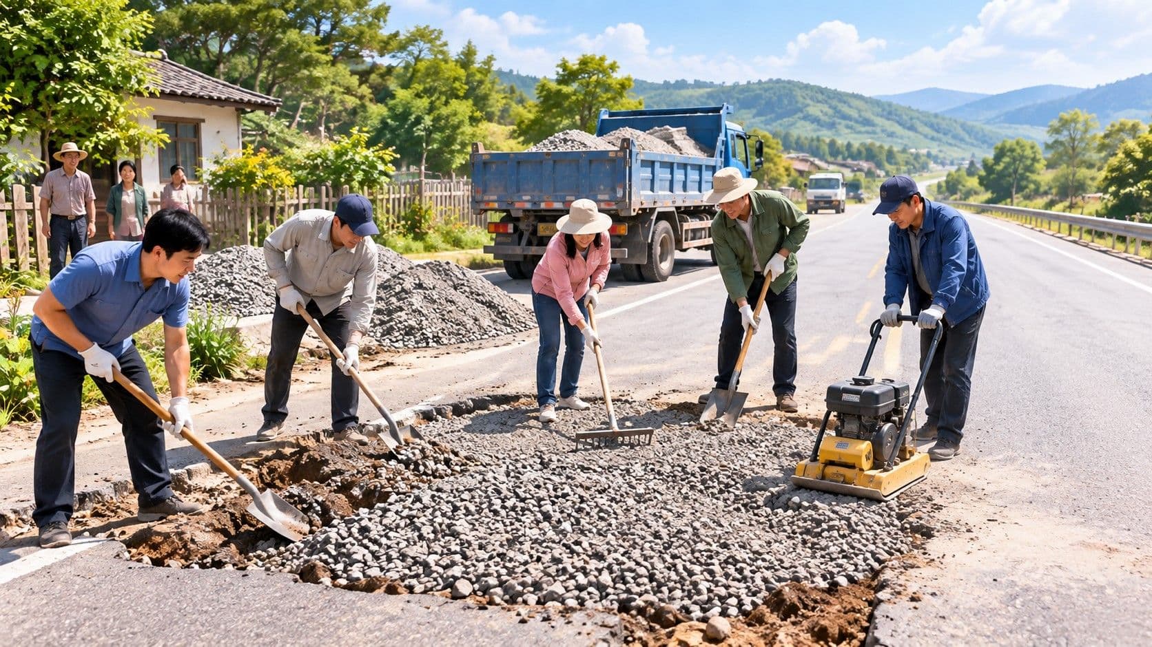 Whose Stretch of Road Is This? A dangerous unfinished road repaired by five responsible travelers
